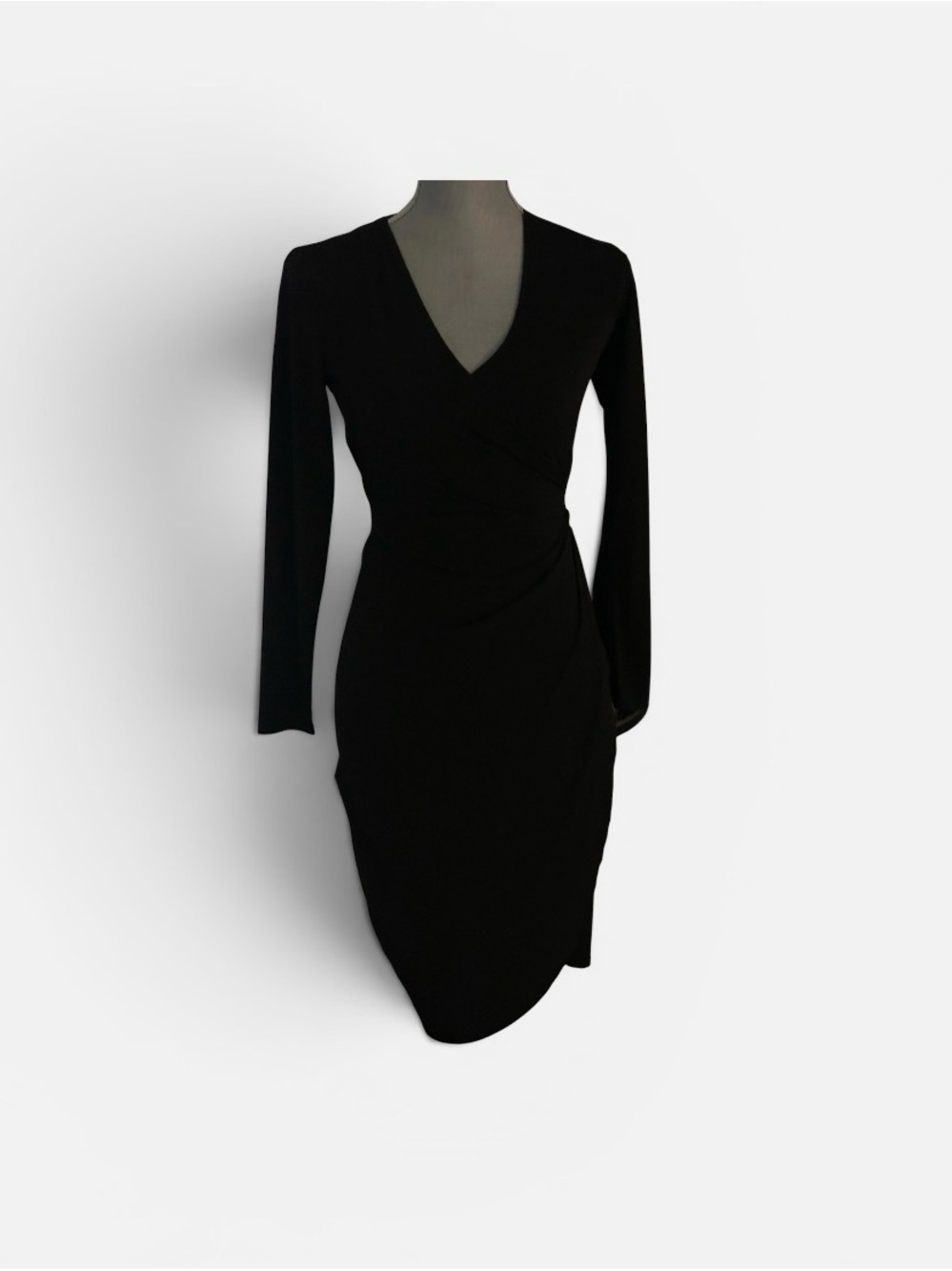 Joe Fresh Black Long-Sleeve V-Neck Wrap Dress